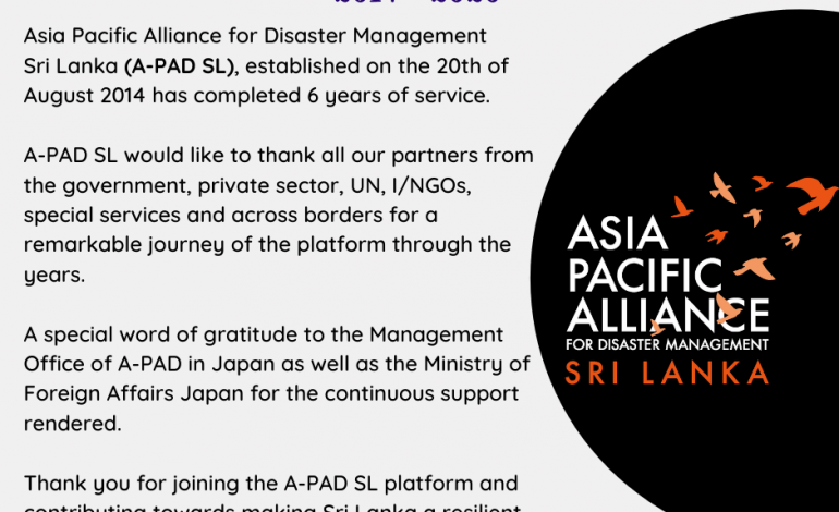 A-PAD Sri Lanka Achieves 6 Years of Service in Sri Lanka