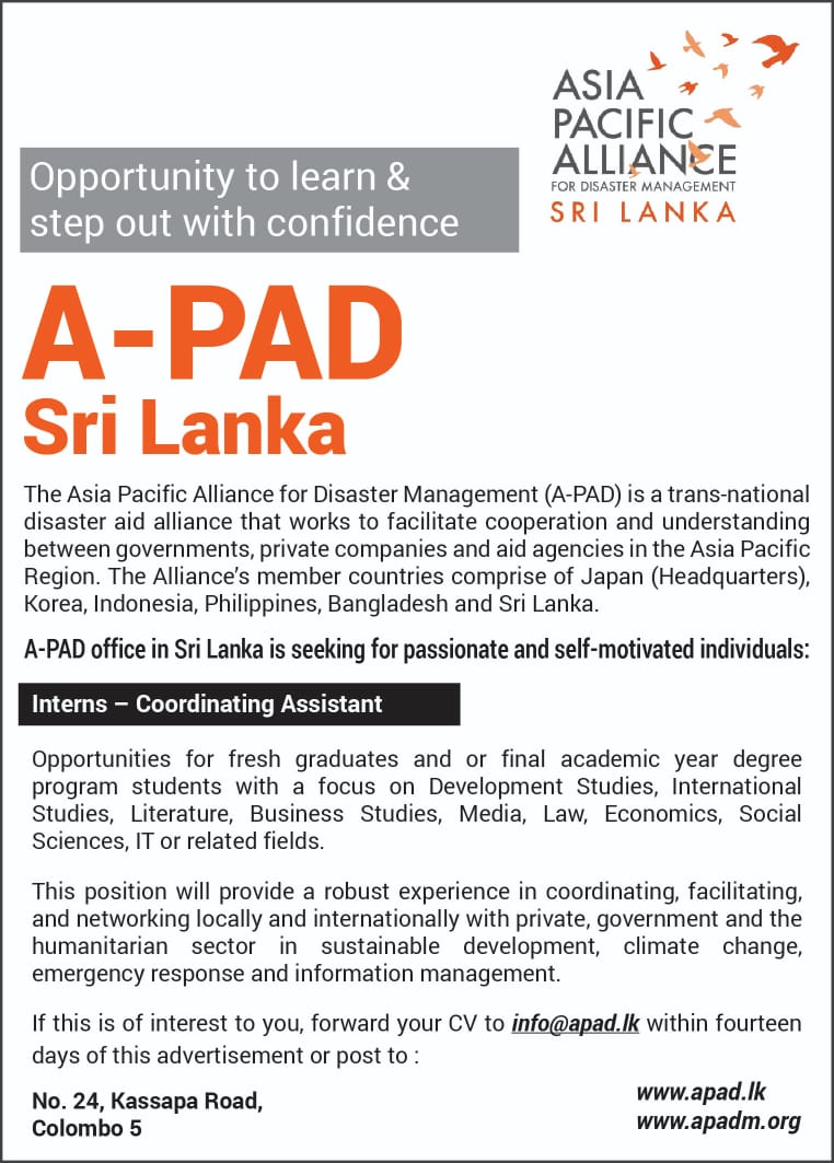 AN OPPORTUNITY TO LEARN AND DEVELOP WITH A-PAD SRI LANKA